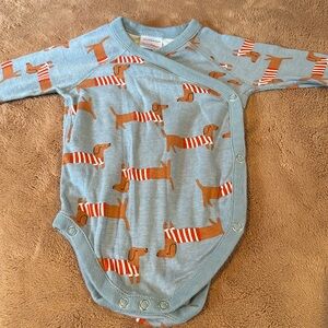 Hanna Andersson dachshund print onesie. Size 6-12 months.